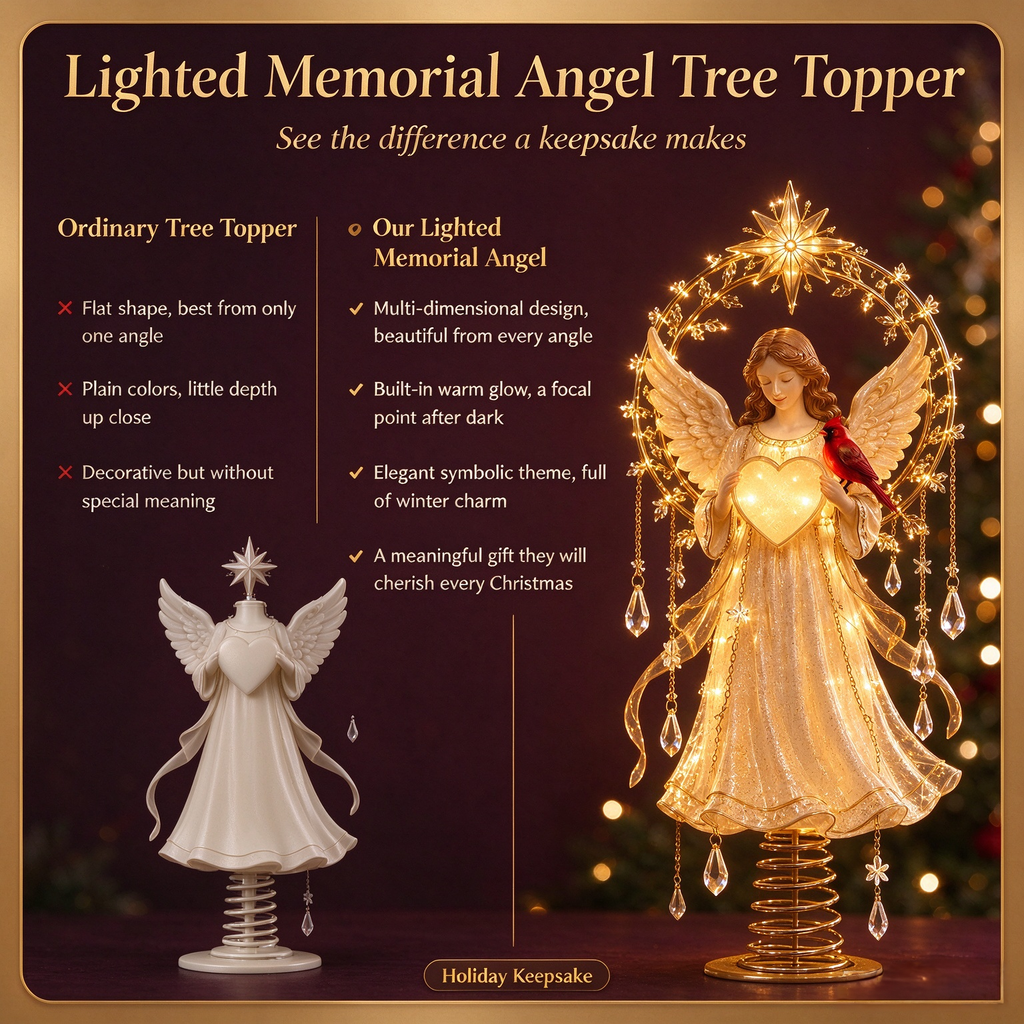 🔥Last 3 Days 49% OFF🎄🌙Lighted Memorial Angel Tree Topper  Holiday Keepsake