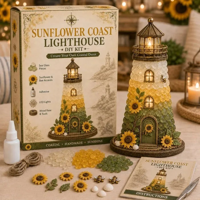 Garden Series DIY Sea Glass Lighthouse Set - Glowing Model