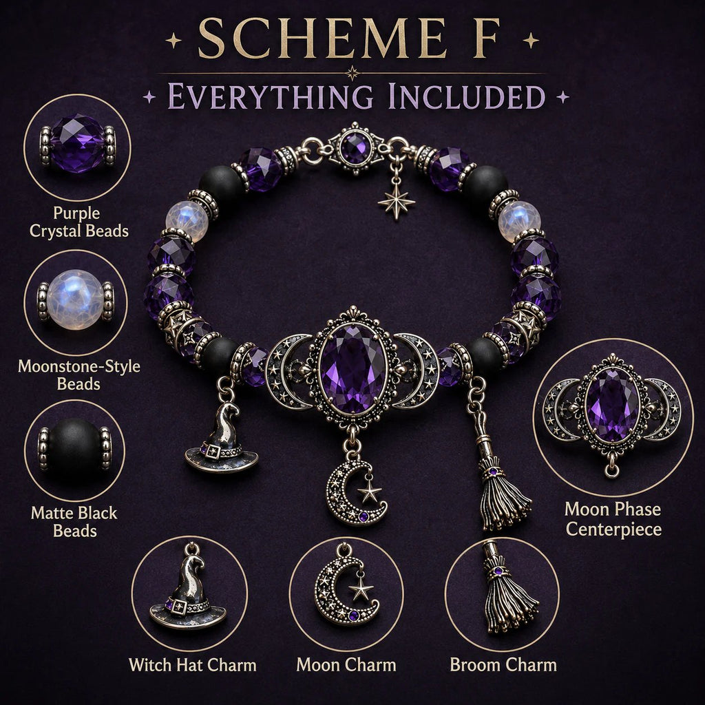 🔥 LAST DAY 49% OFF – 🔮 Witch’s Crystal Moon Charm Bracelet