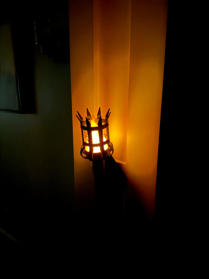 Medieval Torch Wall Sconce: Battery LED Realistic Candle Light with Remote - Torch + Wall Mount / Orange