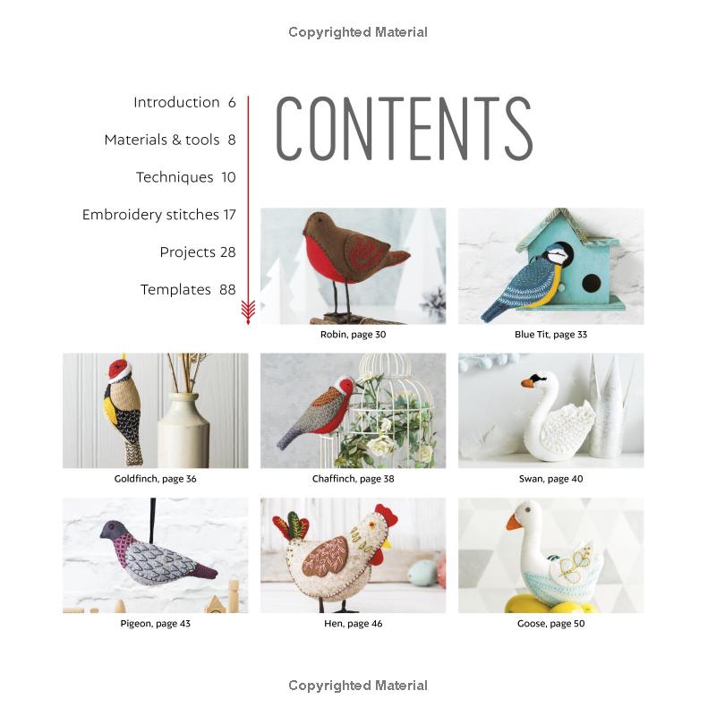 Folk Embroidered Felt Birds Book