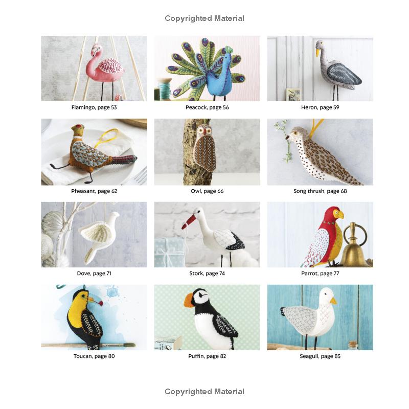 Folk Embroidered Felt Birds Book